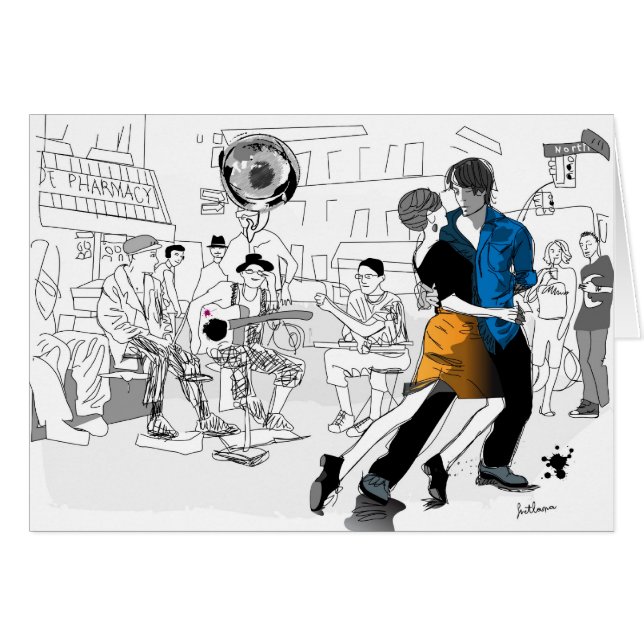 Cartão Dança de Nova Orleães (Frente Horizontal)