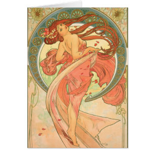 Cartão Dança do vintage por Alphonse Mucha