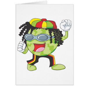 Cartão Dança jamaicana feliz da melancia