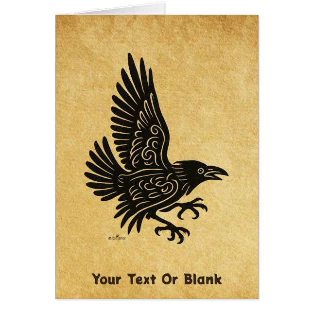 Cartão Dançando Norse Raven (Frente)