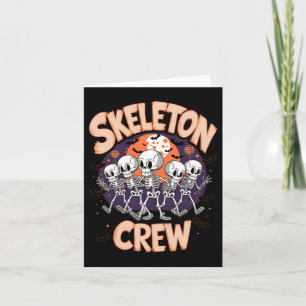 Cartão Dançando Skeleton Crew Festa de Halloween Divertid