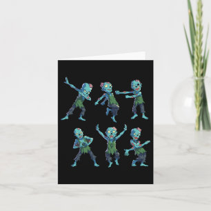 Cartão Dançando Zombie Halloween Crianças Meninas Dabbing