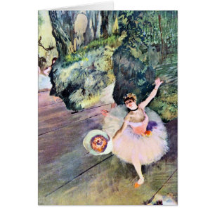 Cartão Dançarina com Buquê de Flores por Edgar Degas