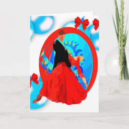 Cartão Dançarinos do salão de baile com ornamento e Natal