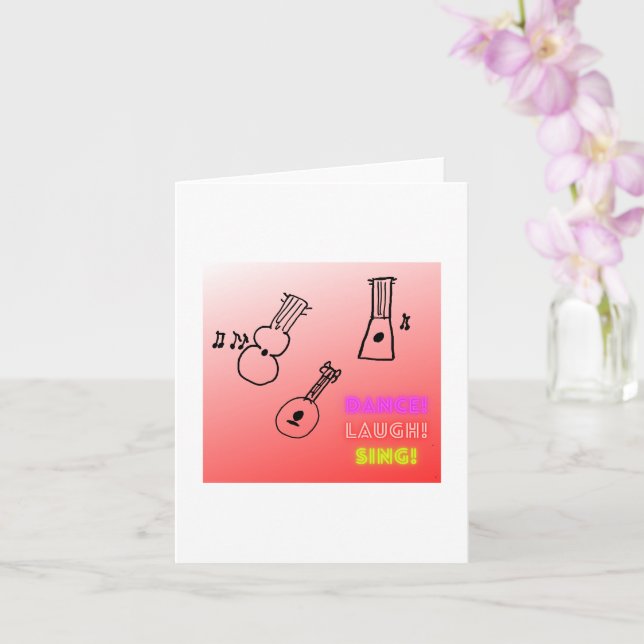 Cartão Dance Laugh Sing Ukuleles Vazio (Orquídea)