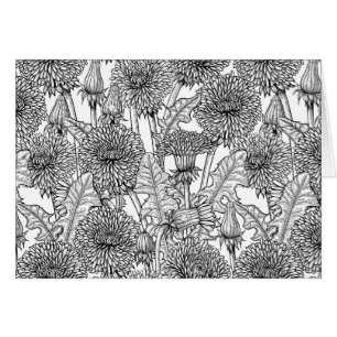 Cartão Dandélio, preto e branco