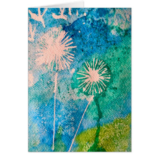 Cartão Dandelion abstrato aquarela pintada