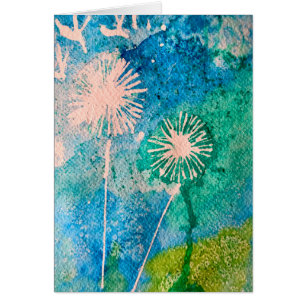 Cartão Dandelion abstrato pintado