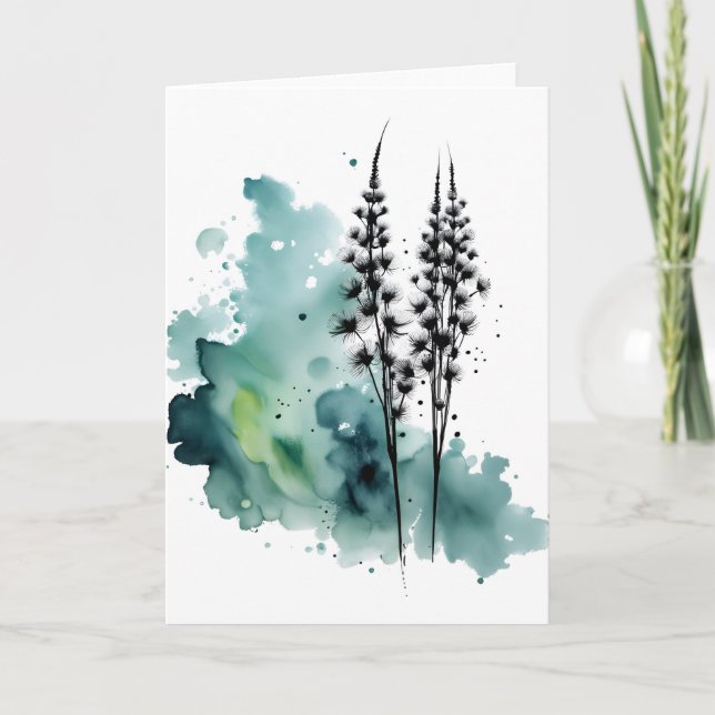 Cartão Dandelion - Flores aquarela (Frente)