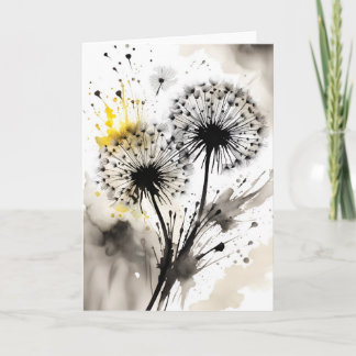 Cartão Dandelion - Flores aquarela