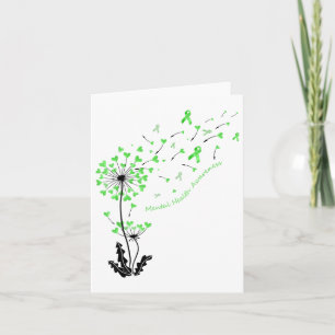 Cartão Dandelion Heart Green Ribbon Mental Health Awarene