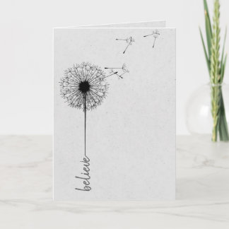 Cartão Dandelion negro acredita em inspiração