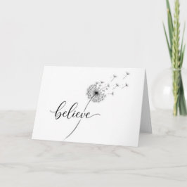Cartão Dandelion Seedlings with Believe Text