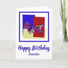 Cartão Dandie Dinmont Terrier Cachorro Vermelho Azul Amar
