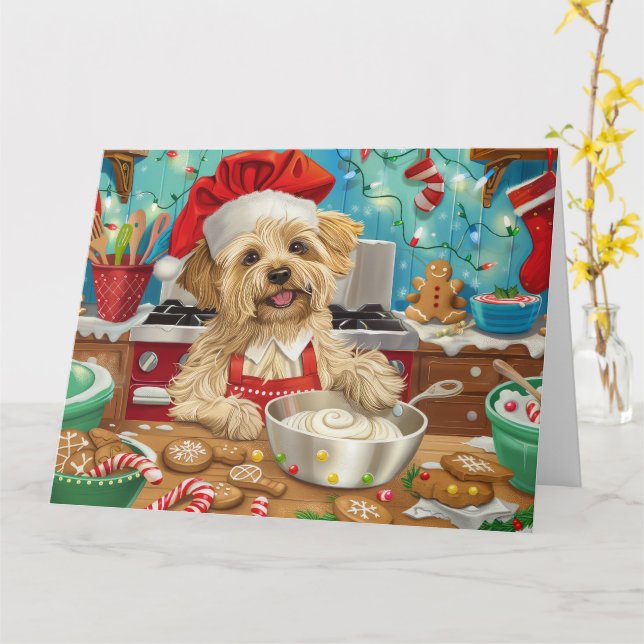 Cartão Dandie Dinmont Terrier Holiday Baking: Natal (Flor Amarela)