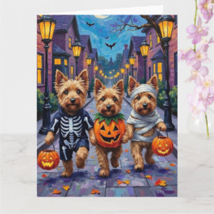 Cartão Dandie Dinmont Terrier Pedindo Doces no Halloween