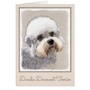 Cartão Dandie Dinmont Terrier pintando arte canina origin