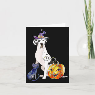 Cartão Dane Grande do Halloween Cachorro Harlequim