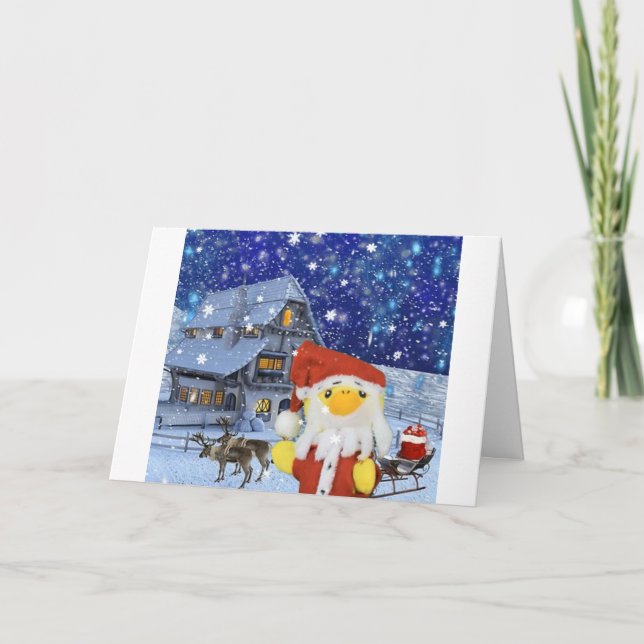 Cartão Danny Duck como Papai Noel no Polo Norte (Frente)