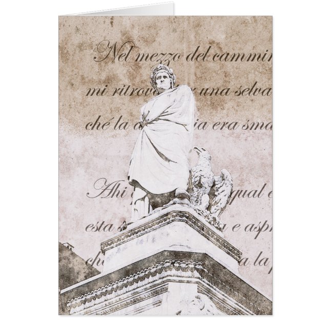 Cartão Dante Alighieri com versos do inferno, C divino (Frente)