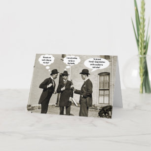 Cartão Dapper Men Toasting Speech Bubbles de 1890 Persona