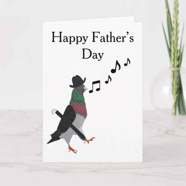 Cartão Dapper Pigeon Editable Padre Day (Frente)