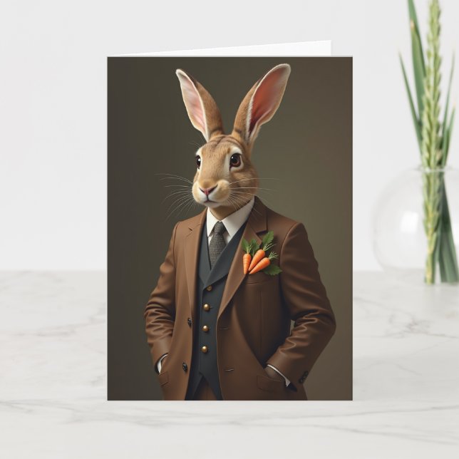 Cartão Dapper Rabbit Pattern Card (Frente)