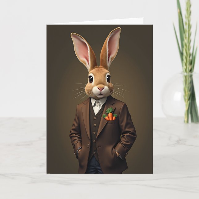 Cartão Dapper Rabbit Portrait Card (Frente)