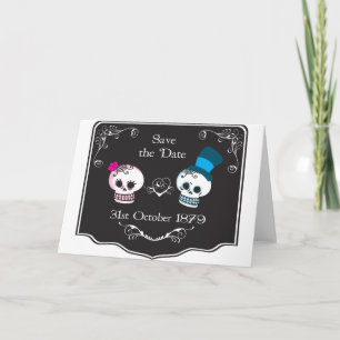 Cartão Dapper Skull Wedding Casal