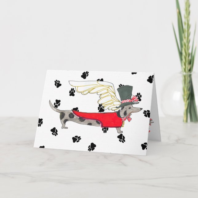 Cartão Dapple o Dachshund "osso Mot " (Frente)