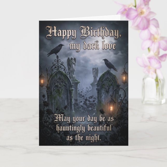 Cartão Dark Romantic Eternal Gothic Love Raven Birthday  (Orquídea)