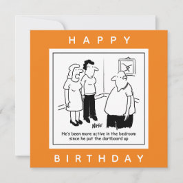 Cartão Dartboard no quarto. Cartoon Engraçado