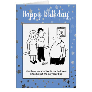 Cartão Dartboard no quarto. Cartoon Engraçado