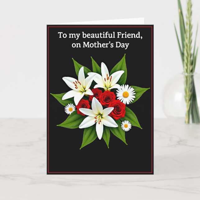 Cartão das Mães Amigas de Flores Listradas (Frente)