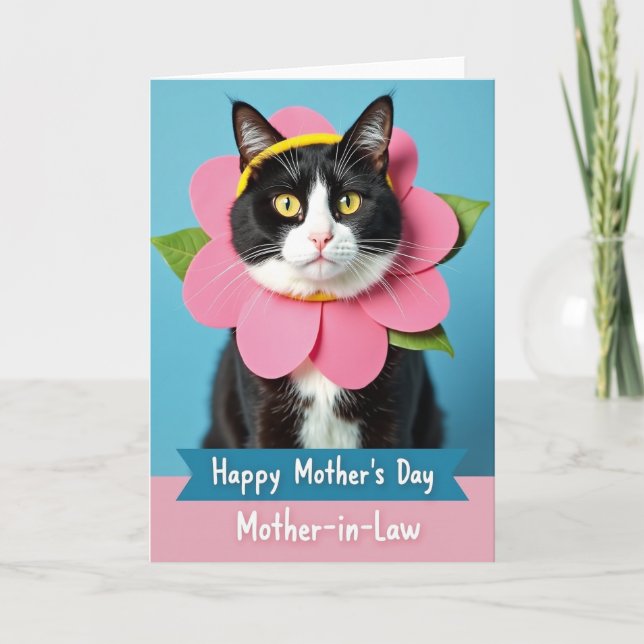 Cartão das Mães Gatinho Flor de Rosa (Frente)