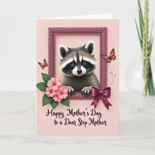 Cartão das Mães Guaxinim Quadro Rosa