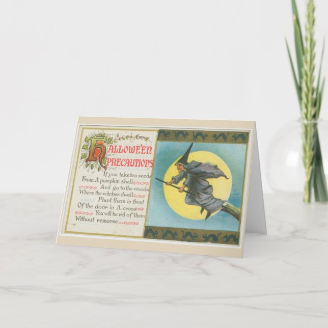 Cartão das precauções do Dia das Bruxas (Frente)