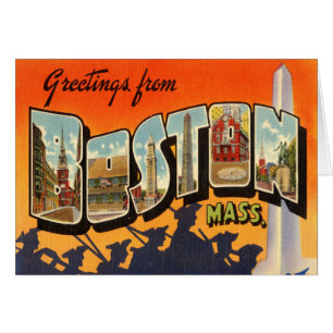Cartão das viagens vintage de Boston restaurado
