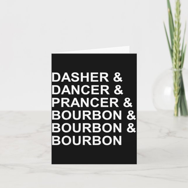 Cartão Dasher Dancer Prancer &amp; Bourbon Natal Divertid (Frente)