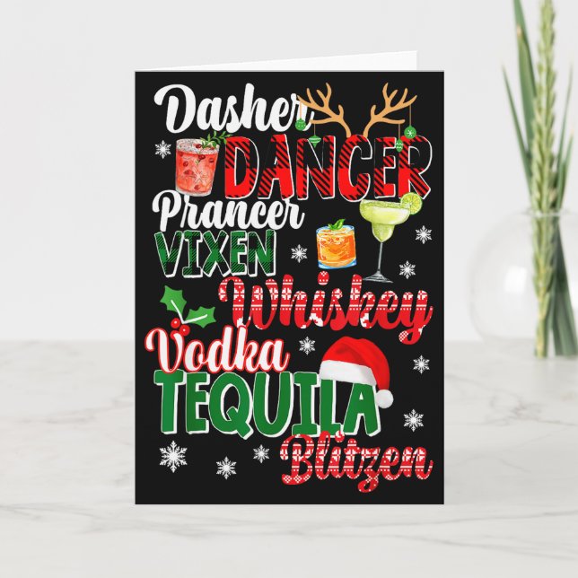 Cartão Dasher Dancer Prancer Vixen Moscato Vodka Tequila  (Frente)