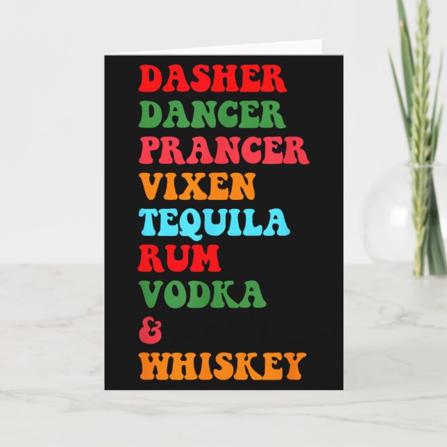 Cartão Dasher Dancer Prancer Vixen Tequila Rum Vodka Desi (Frente)