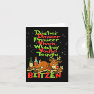 Cartão Dasher Dancer Whiskey Vodka Tequila Blitzen Cristo