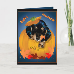 Cartão Dashund Halloween - Boo Card