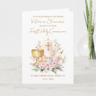 Cartão Daughter First Holy Communion Chalice Candle