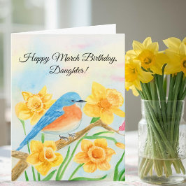 Cartão Daughter Happy March Birthday Blue Bird 