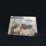 Cartão Daughter Happy Mothers Day Coastal Beach<br><div class="desc">A pretty beachy image of candles on the shoreline and flowers in a basket. Happy Mother's Day to a wonderful daughter.</div>