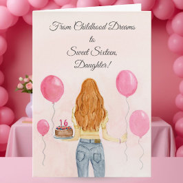 Cartão Daughter Sweet Sixteen Girl in Jeans Celebrating