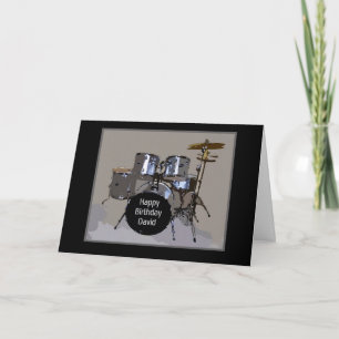 Cartão David Happy Birthday Drums