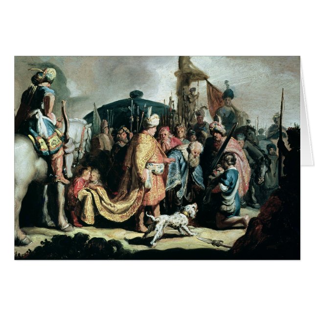 Cartão David que oferece a cabeça de Goliath ao rei Saul (Frente Horizontal)