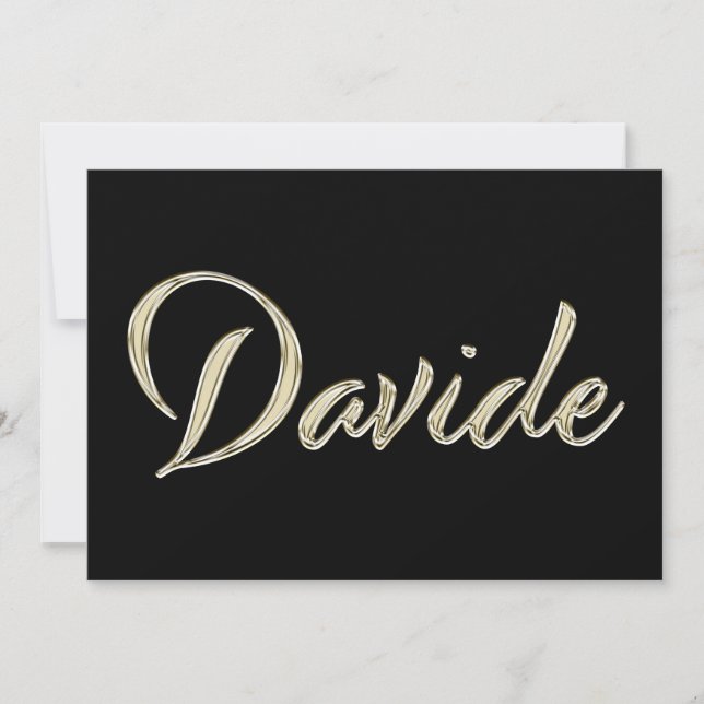 Cartão Davide Name white gold Handwriting Karte (Frente)